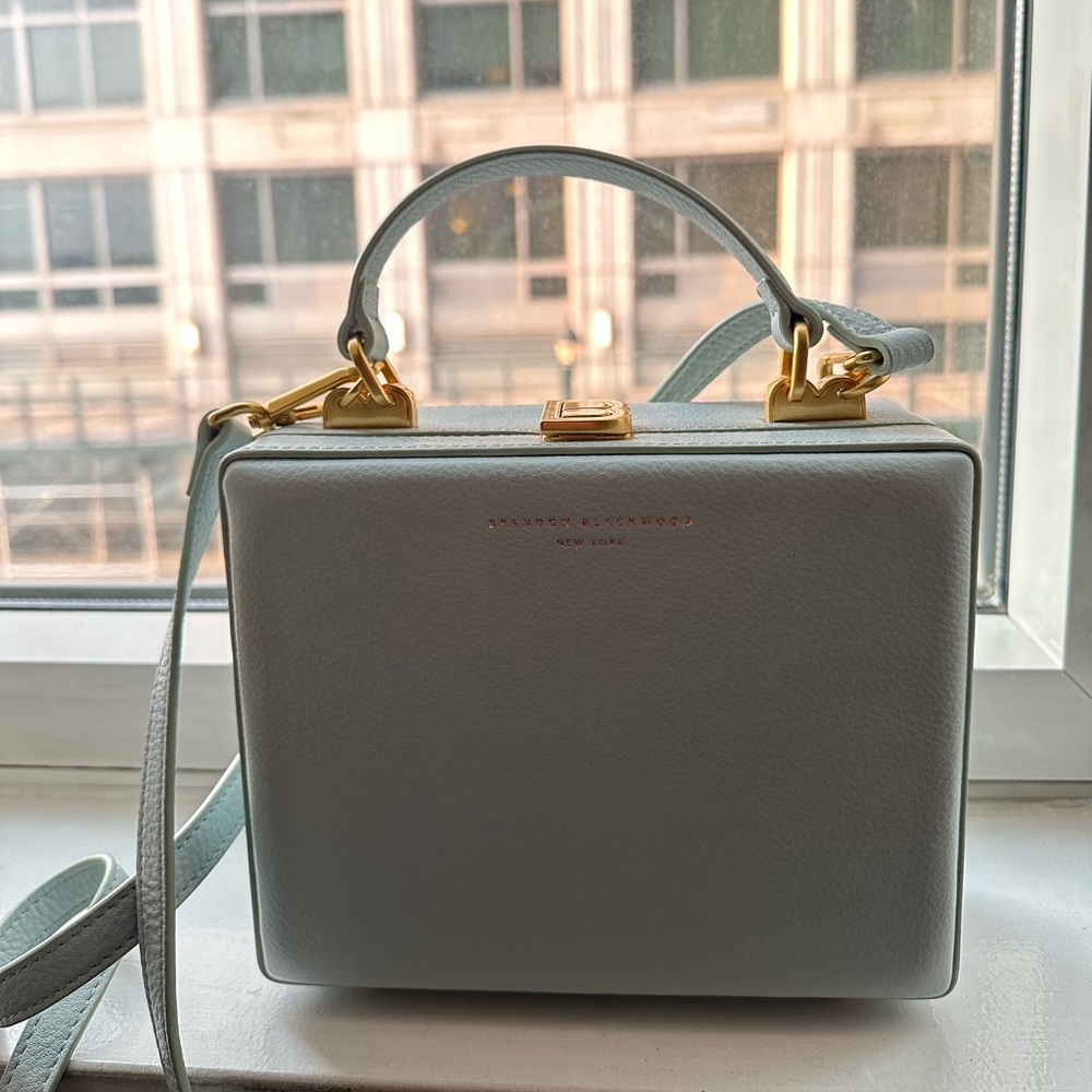 Brandon Blackwood Kendrick Trunk in Powder Blue with Brass Hardware